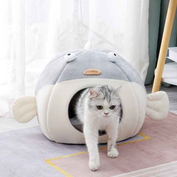 Fish Cat Cave Bed